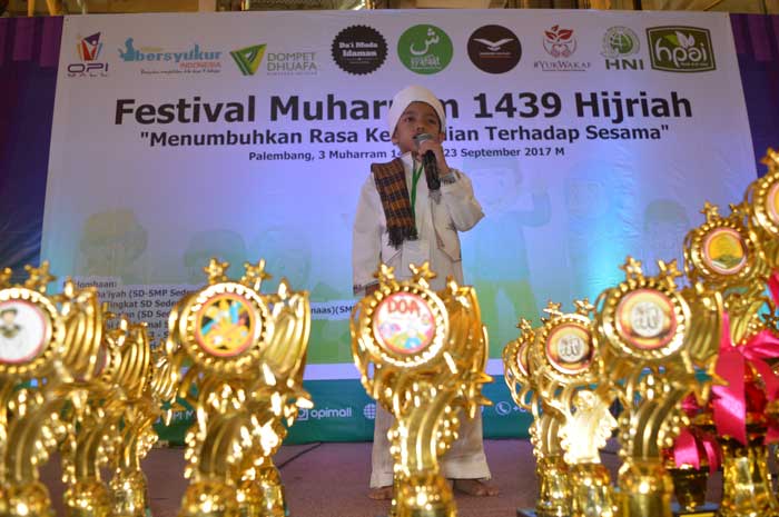 Aksi salah satu peserta Da'i Festival Muharram bersama DD Sumsel, Sabtu (23/9)
